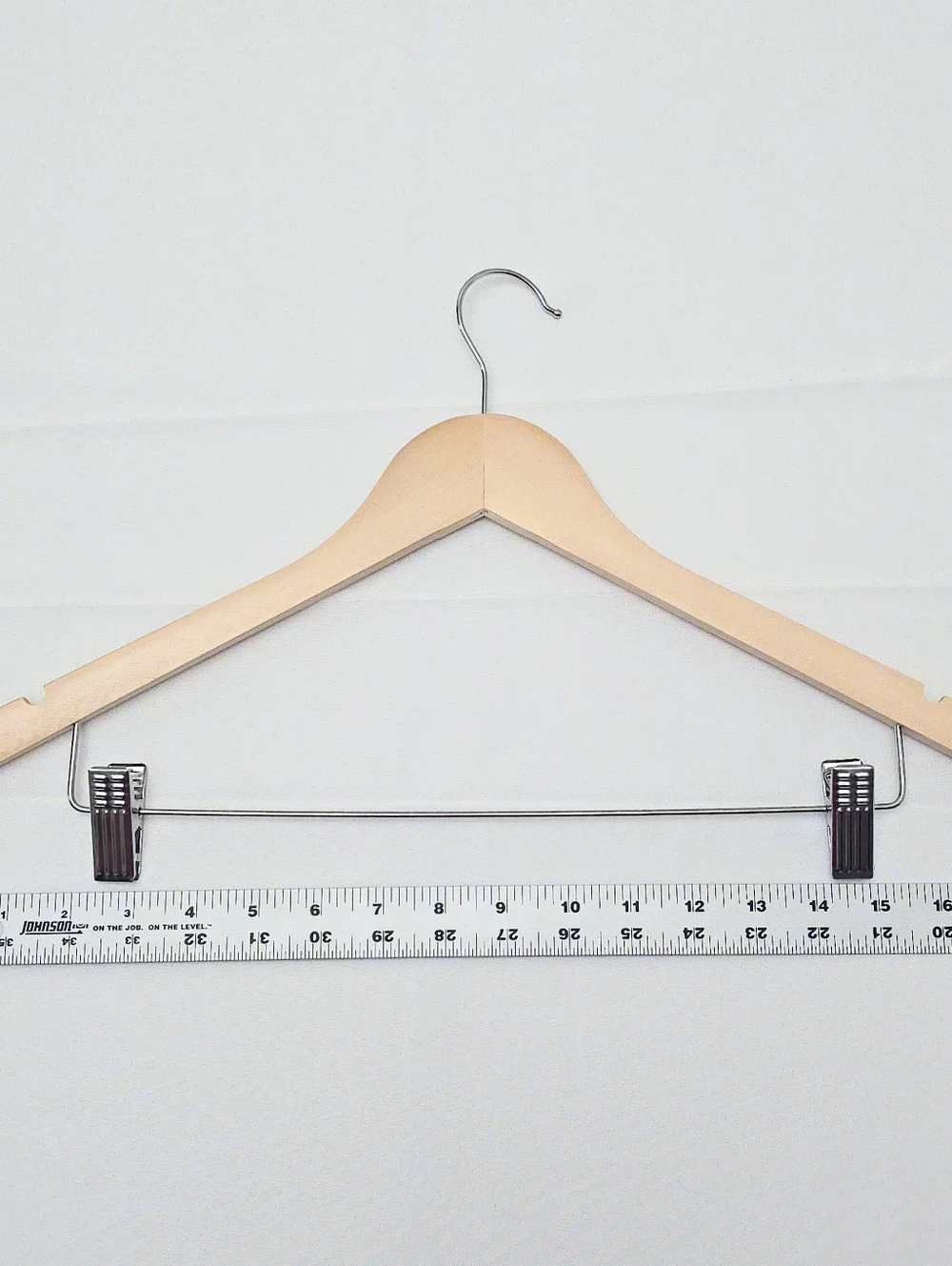 Wooden Hanger with Adjustable Metal Clips and Swivel Head - Reseller Essential